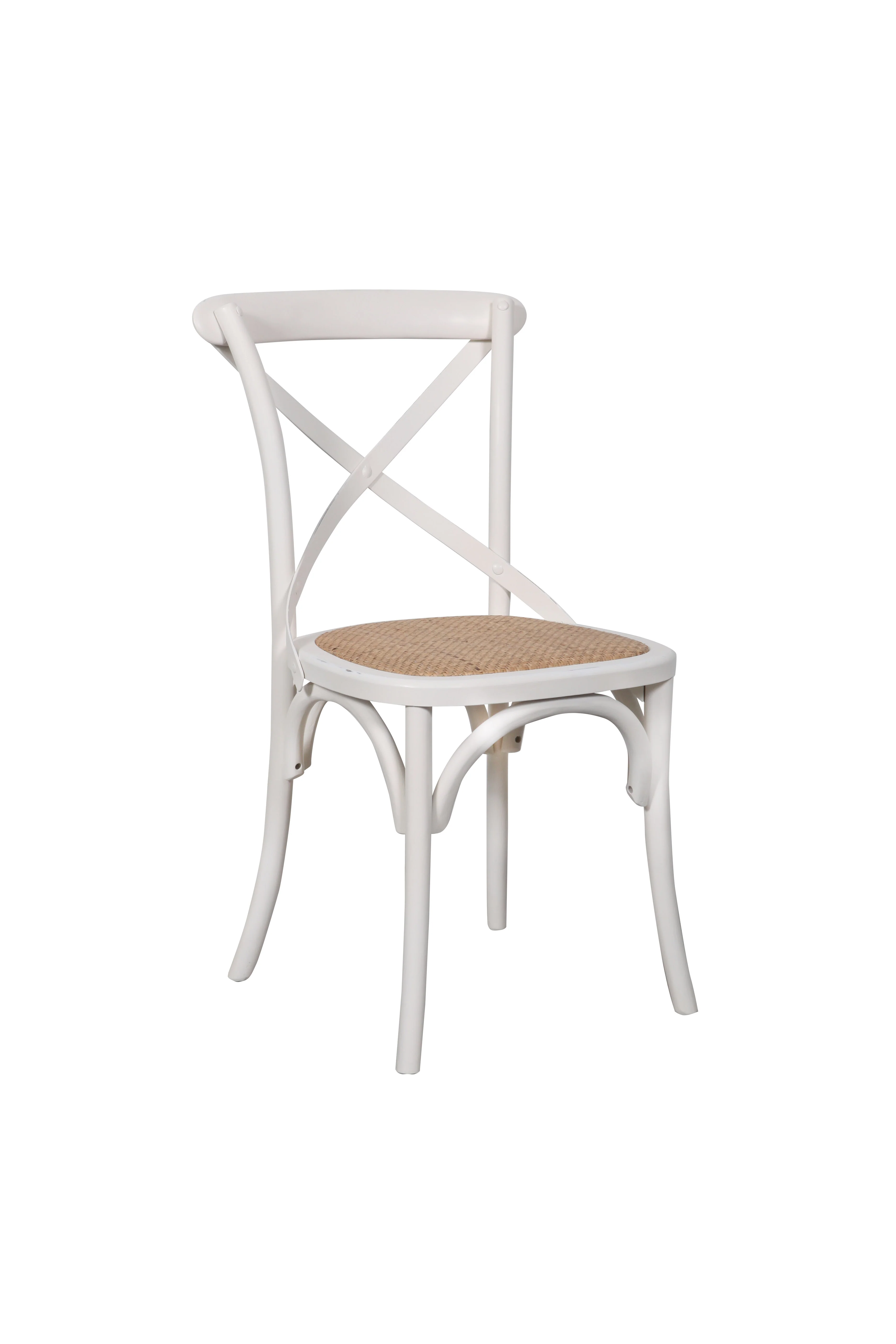 Cross Back Dining Chair with Rattan Seat - Image 3