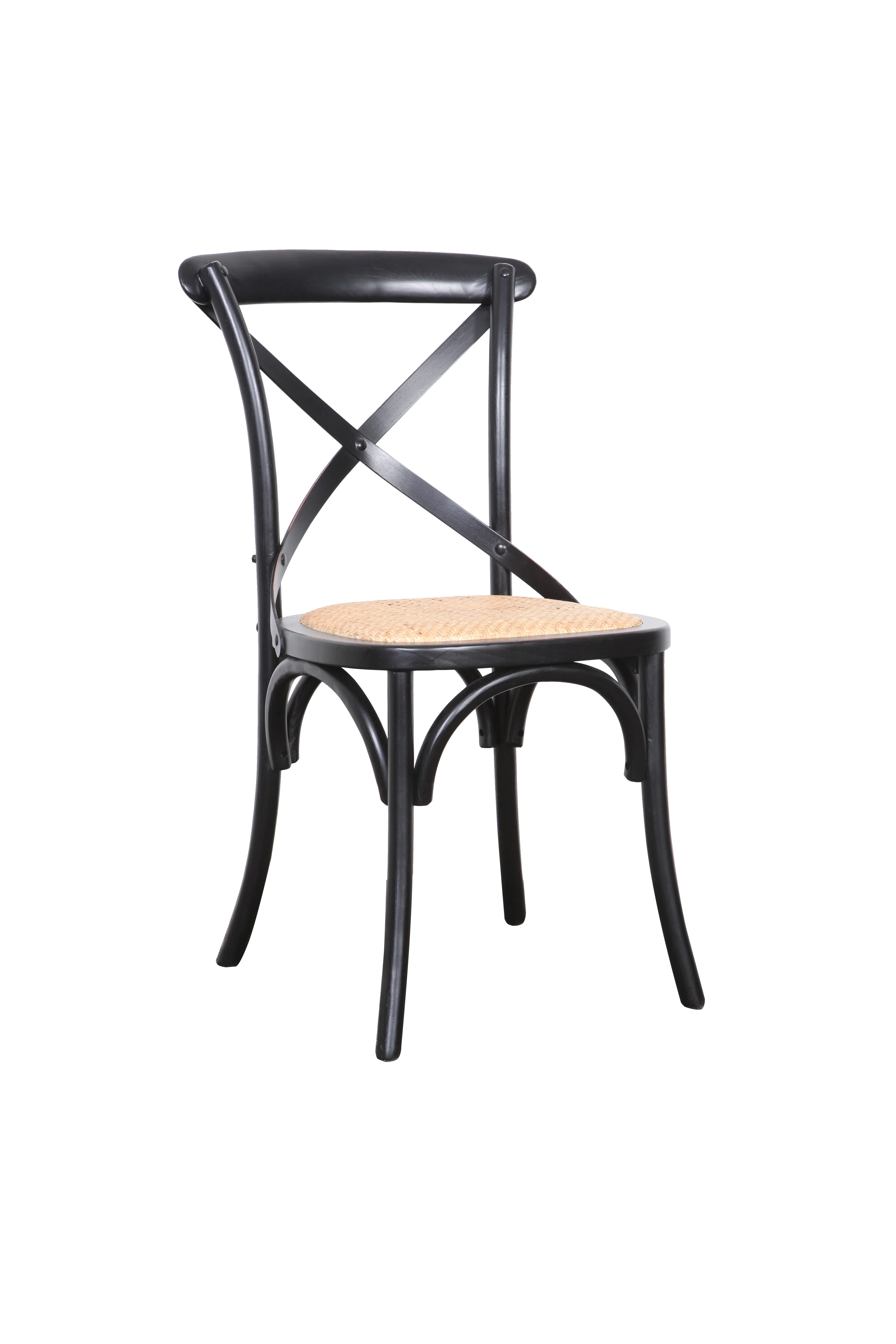 Cross Back Dining Chair with Rattan Seat - Image 4
