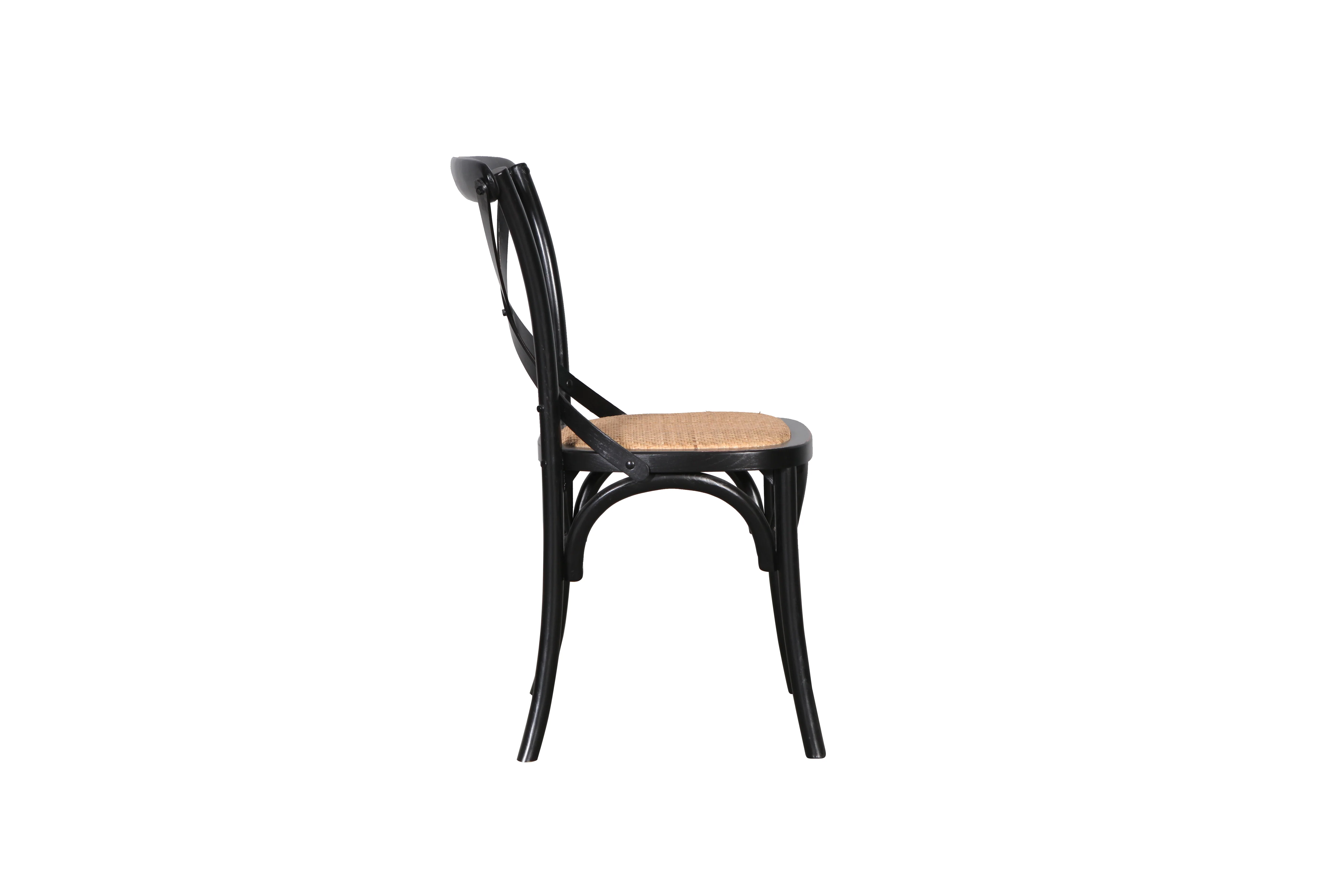 Cross Back Dining Chair with Rattan Seat - Image 5