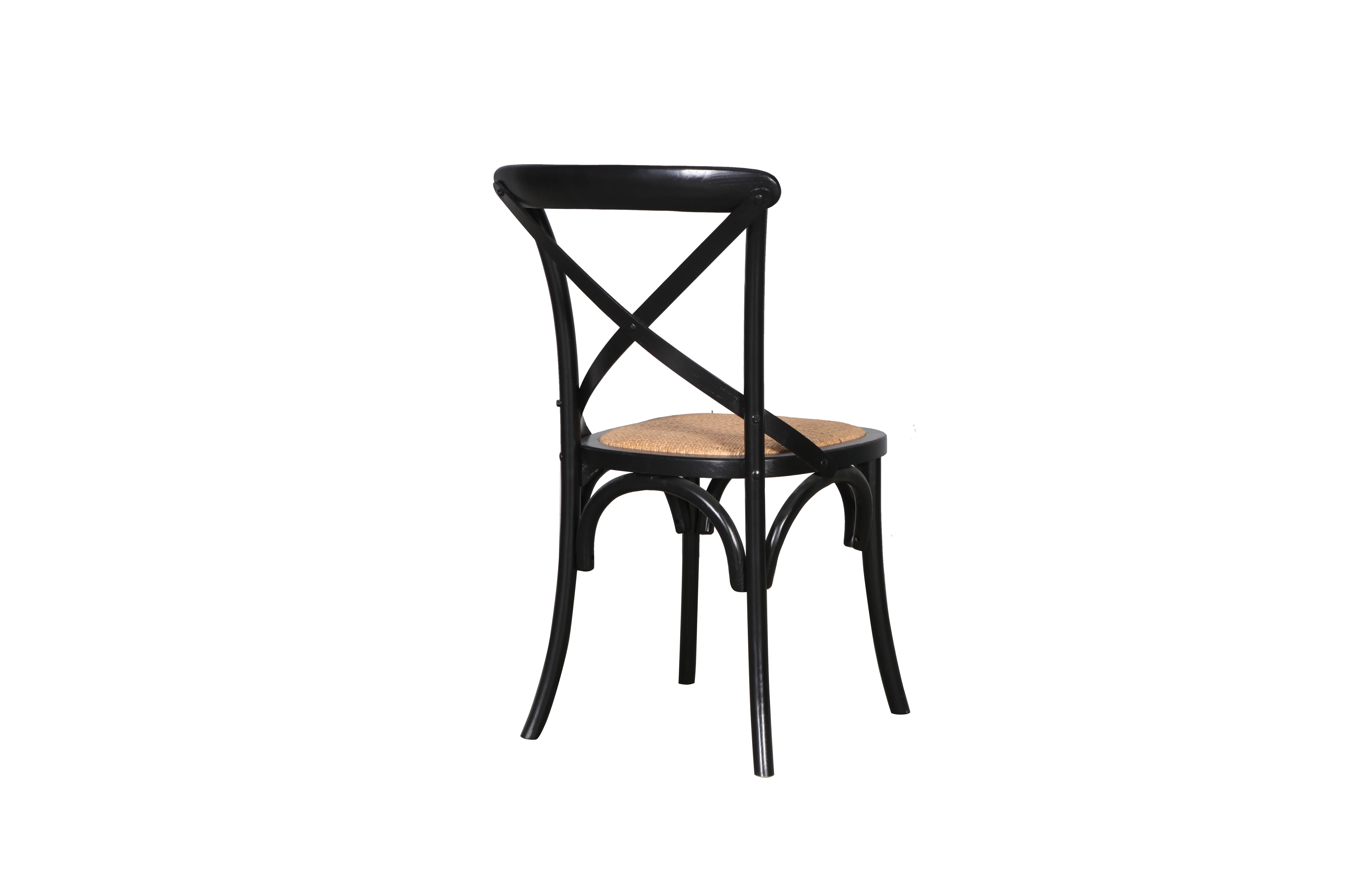 Cross Back Dining Chair with Rattan Seat - Image 6