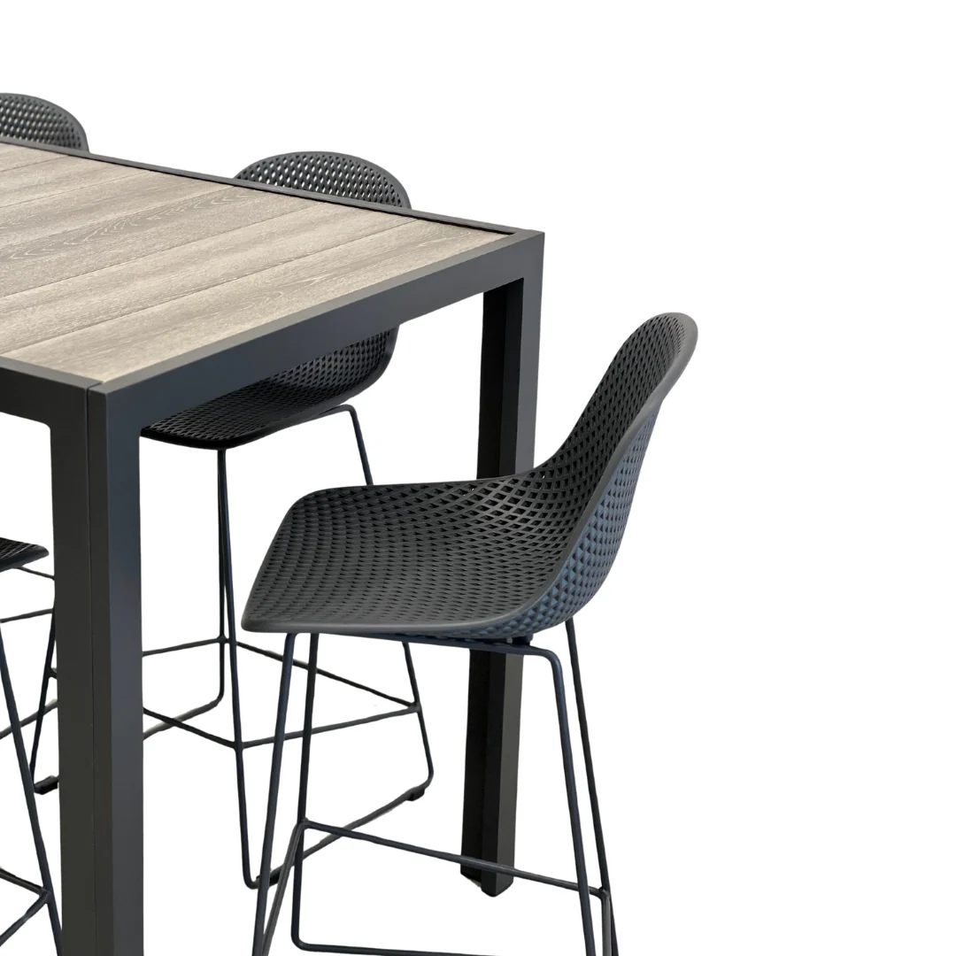 Ekaterina Gardenia 5 Piece Outdoor Bar Setting |  Gunmetal Grey - Image 4