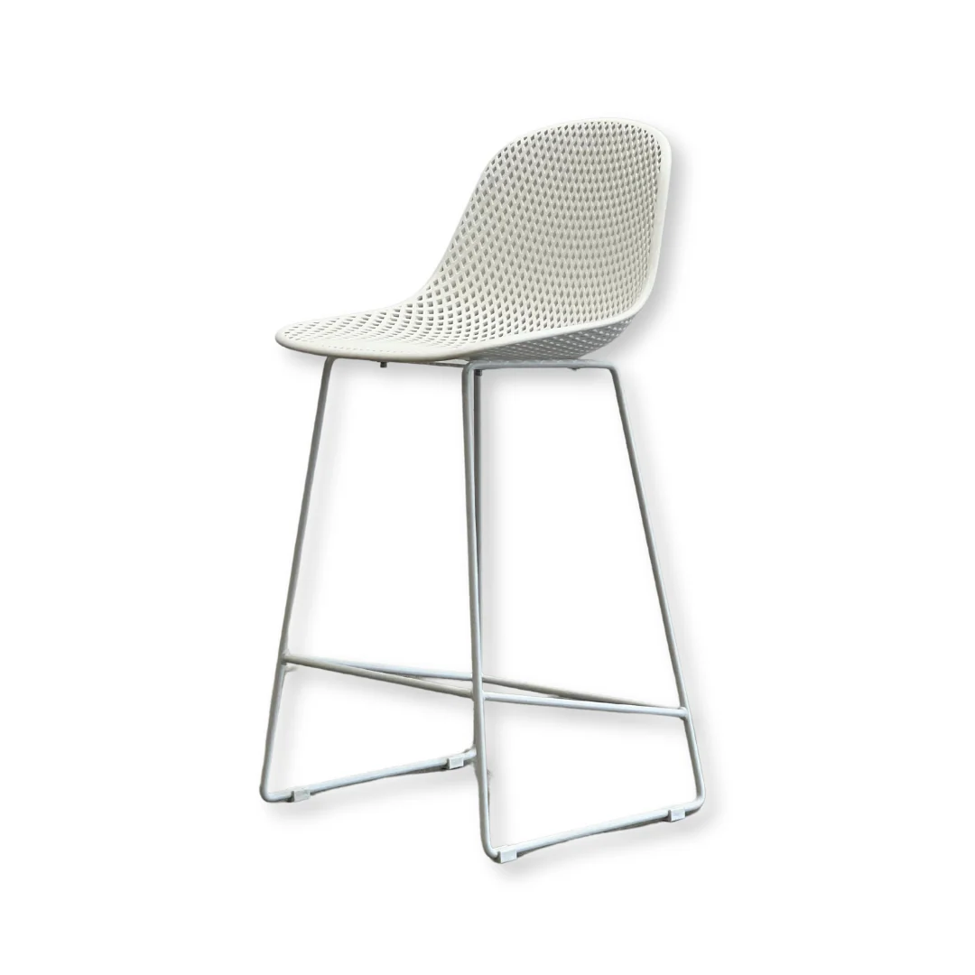 Ekaterina Gardenia 5 Piece Outdoor Bar Tables and Stools Set | White - Image 6