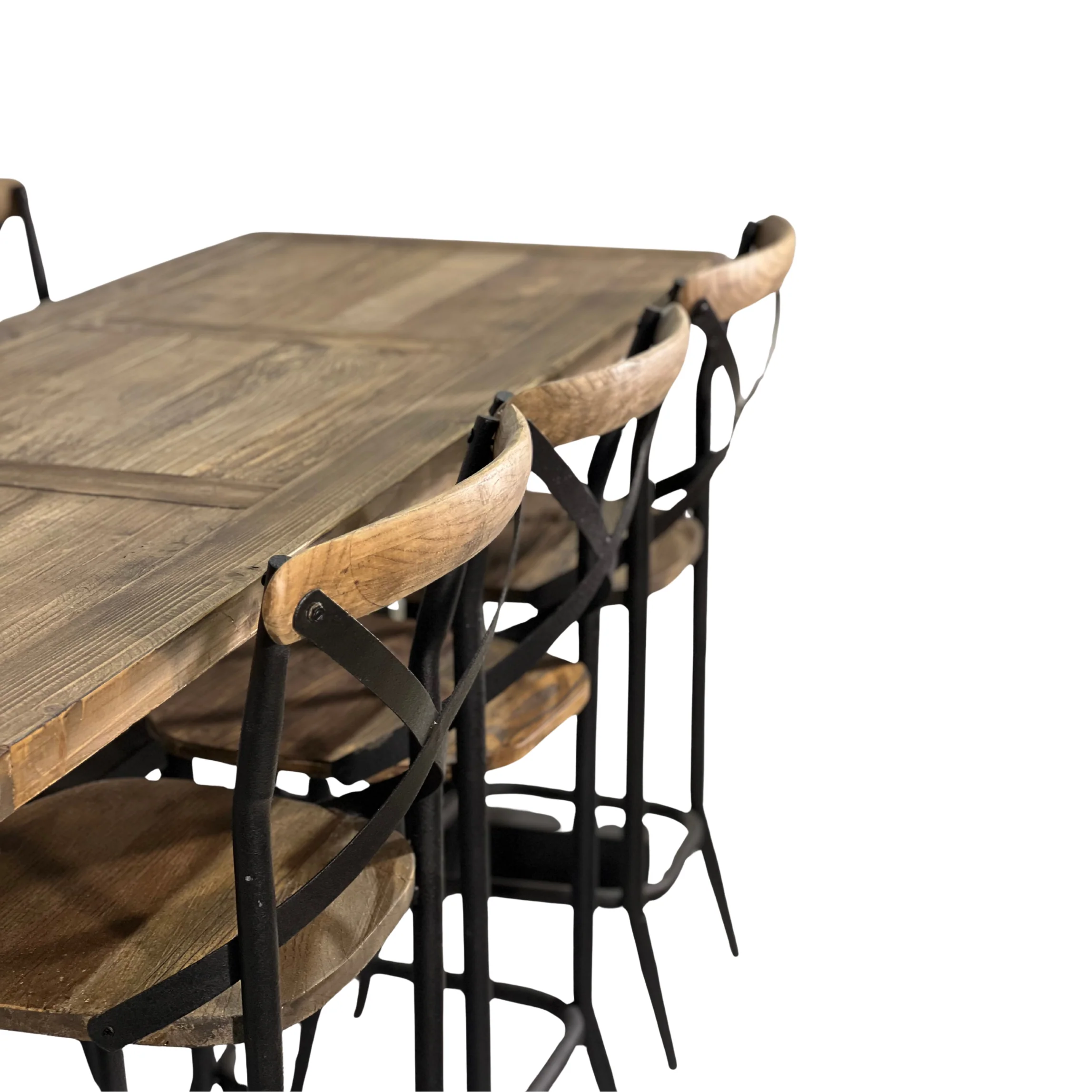 Reclaimed Timber 7 Peice Bar Table & Stool Set - Image 6