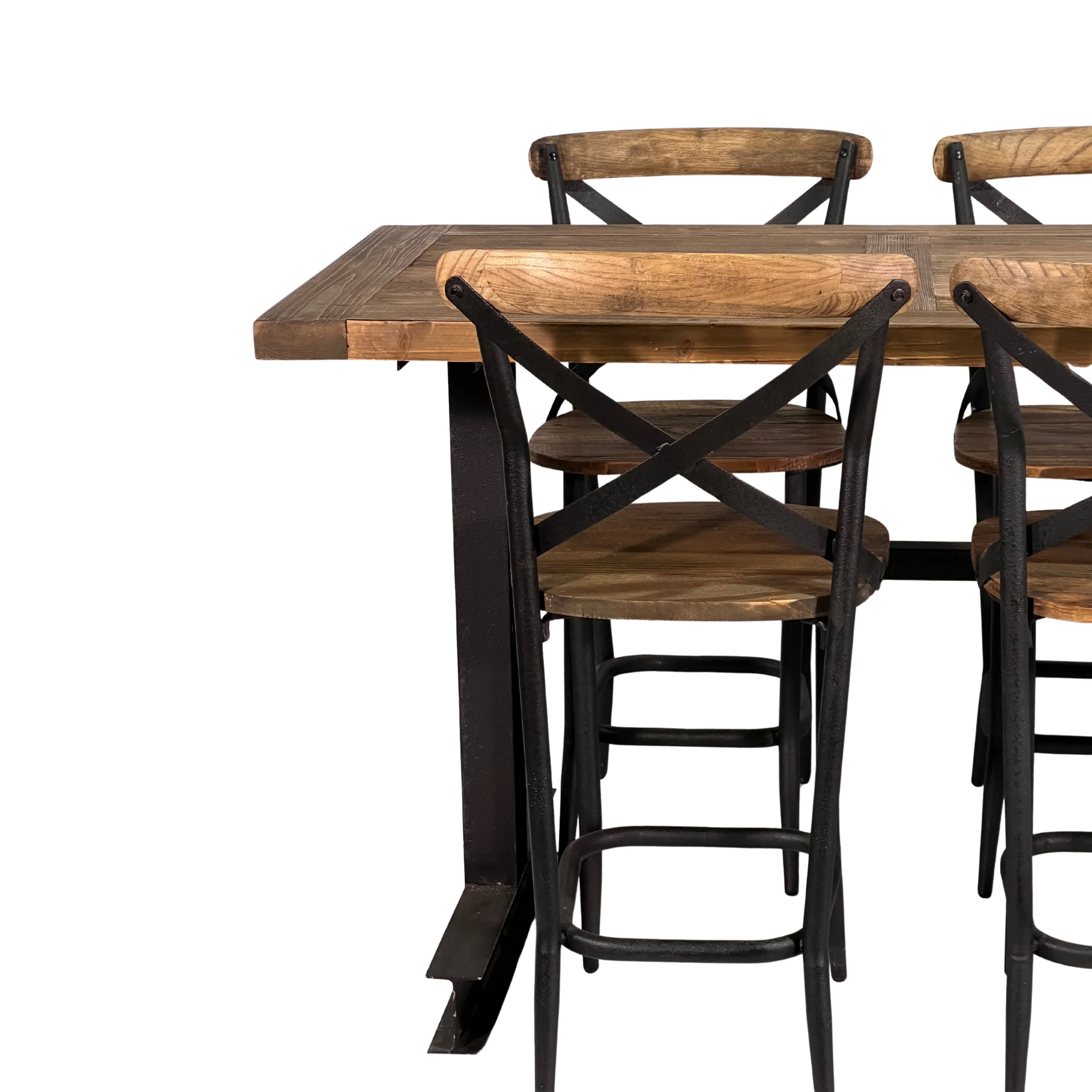 Reclaimed Timber 7 Peice Bar Table & Stool Set - Image 8